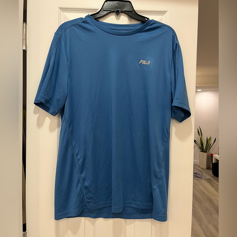 Fila Blue Athletic Shirt Lightweight Breathable Activewear Men Top L